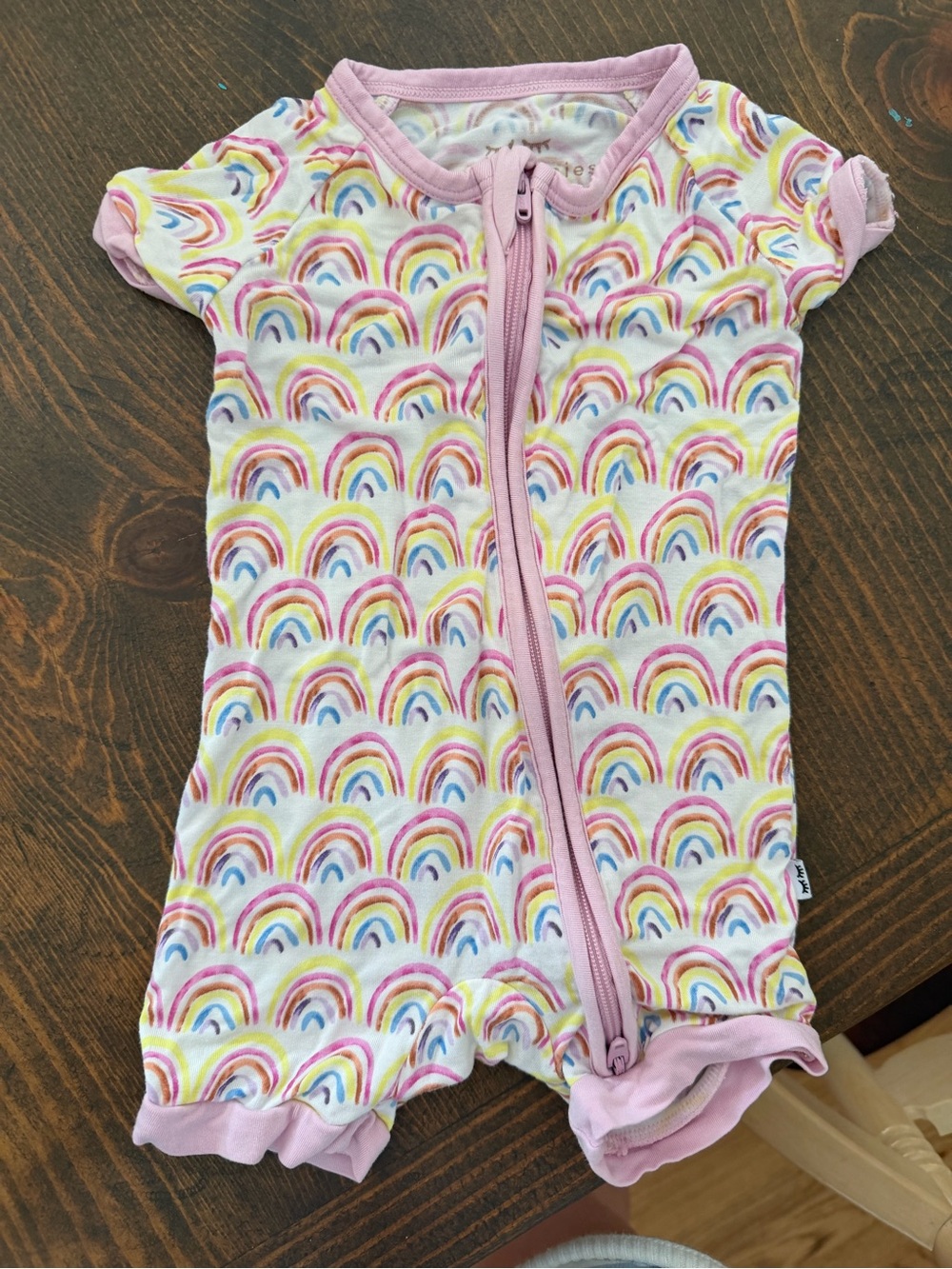 Little Sleepies Pink Rainbow Zip One-Piece Romper
